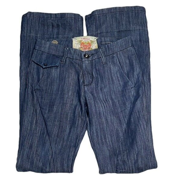 Neil Barrett Womens Blue Denim Wide Leg Jeans Size 26 - Picture 1 of 13